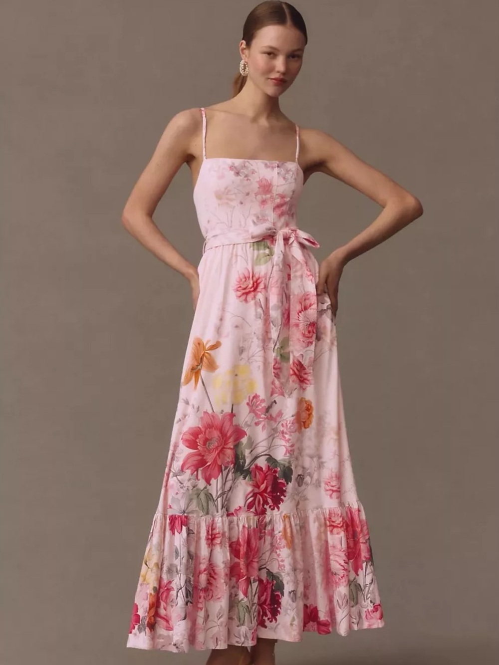 BHLDN Aubree Sleeveless Fit & Flare Linen Maxi Dress